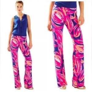 Lilly Pulitzer Georgia May Palazzo Pants Bomber Blue Plume Bloom